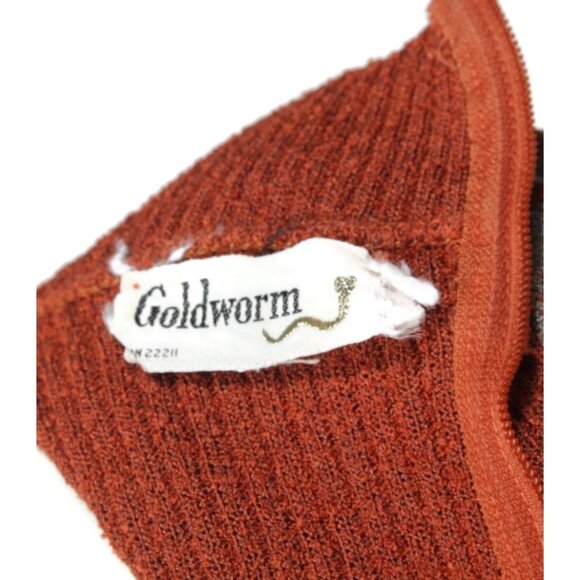 Vtg 1970's GOLDWORM Brown Gray Zig Zag Turtleneck Knit Sweater Dress sz M /250 - Picture 6 of 6